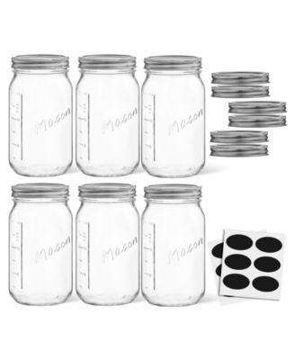 Wide Set of 6 Mason Jars with Airtight Lids