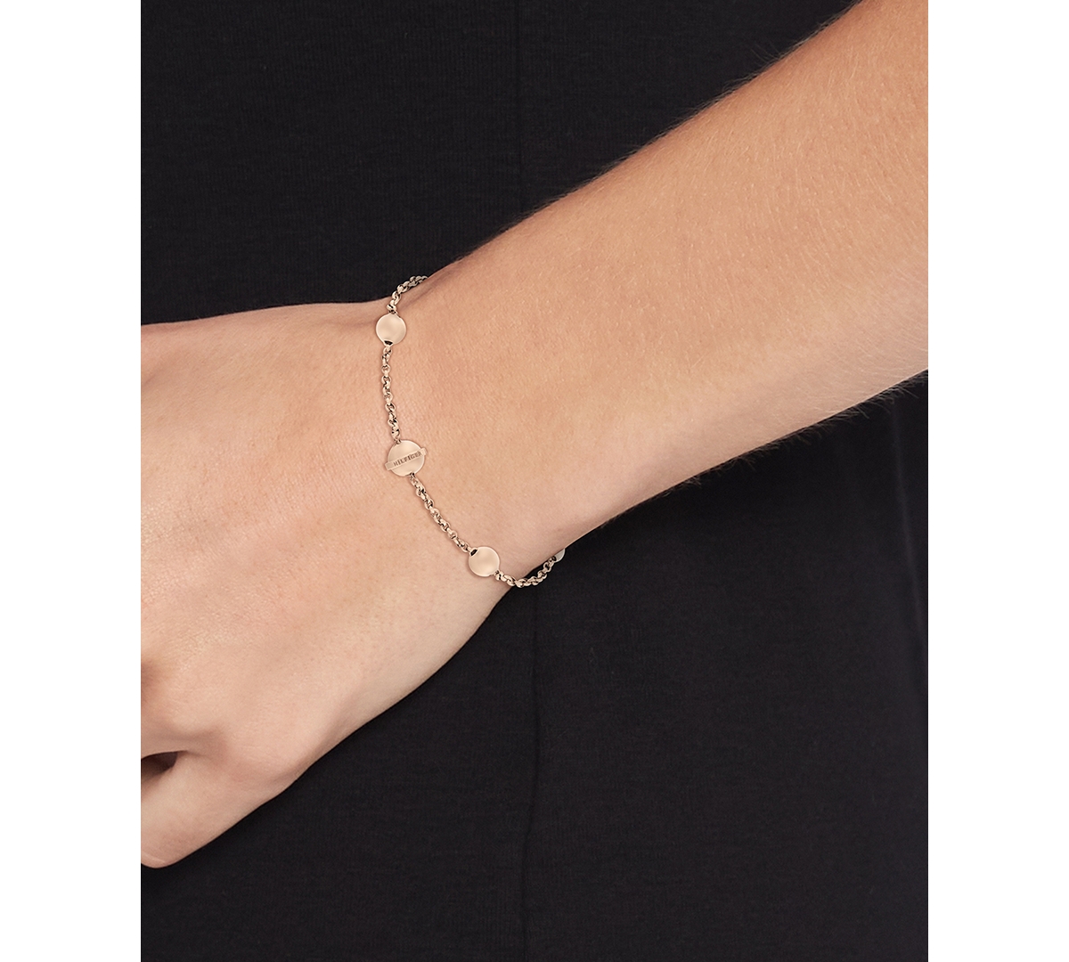 Shop Tommy Hilfiger Gold-tone Stainless Steel Orb Station Bracelet In Carnation
