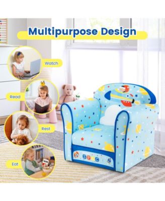 Toddlers Sofa Chair with Velvet Fabric Cover High Density Sponge Filling