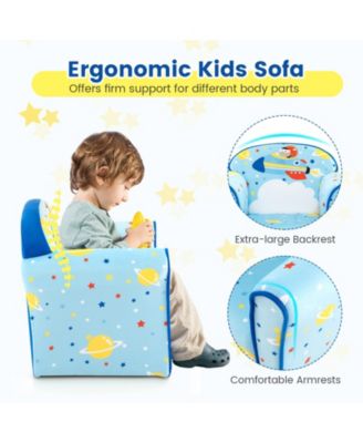 Toddlers Sofa Chair with Velvet Fabric Cover High Density Sponge Filling