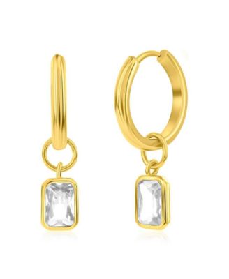 Sterling Silver, CZ Charm Hoop, GP Earrings