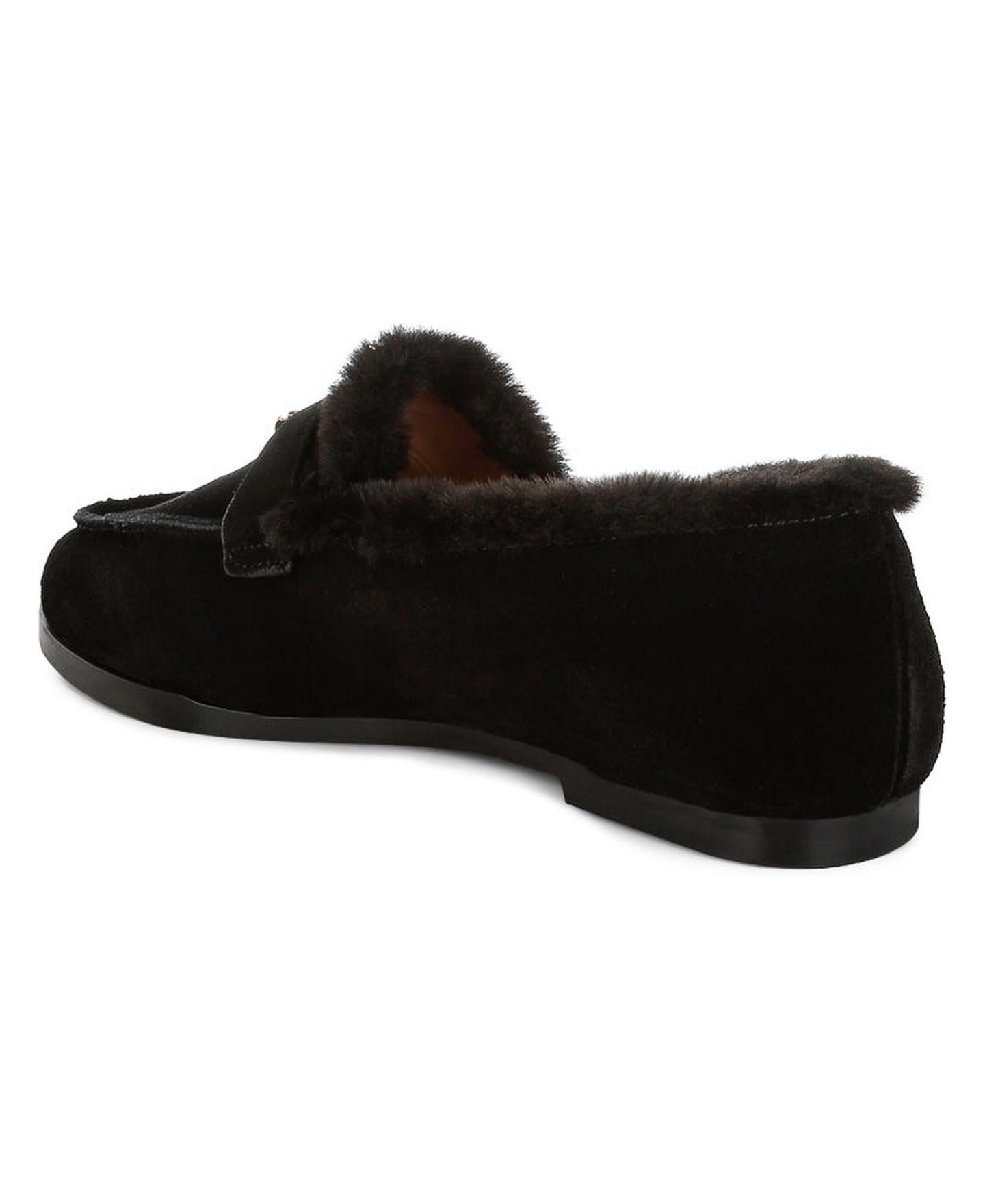 Женские туфли Rag & Co Ohrid Suede and Faux Fur Flat, цвет: Чёрный замшевый кожаный — фото 3