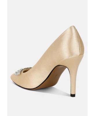 Rhodolia Diamante Brooch Detail Satin Pumps