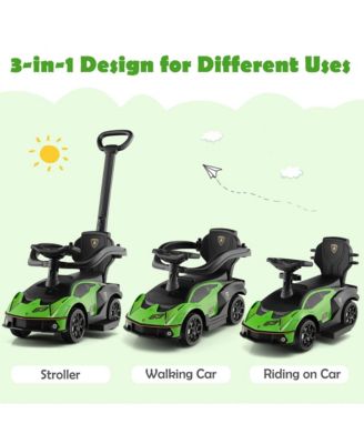 3-in-1 Licensed Lamborghini Ride on Push Car Stroller Sliding Car w/ Sound