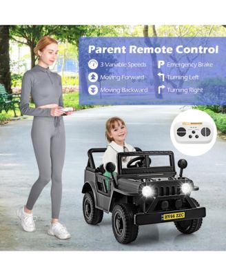 12V Kids Ride on Truck Car w/Remote Control Threaded Wheels 3 Speeds LED Lights