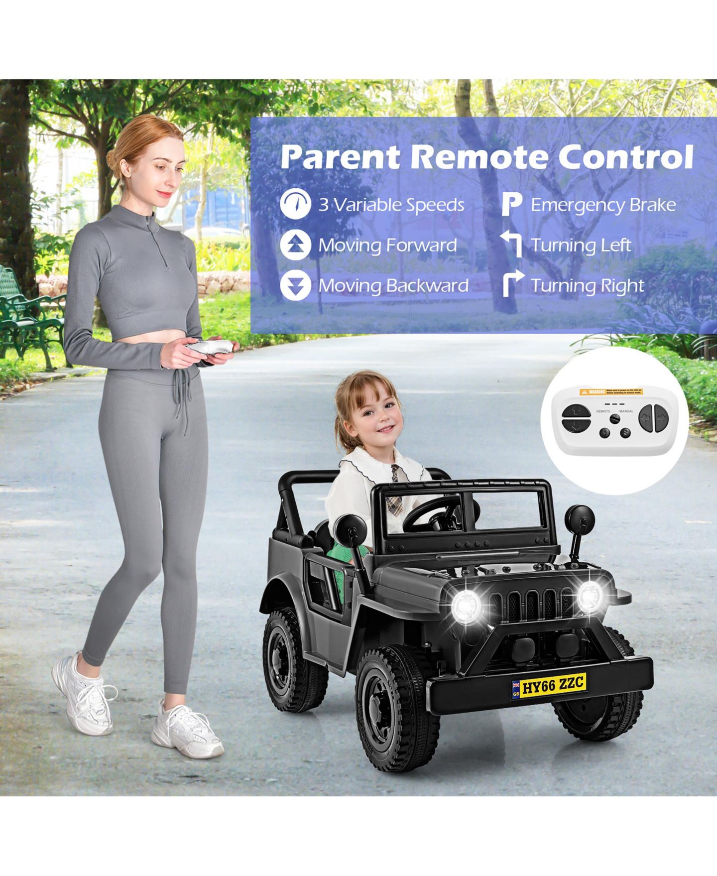 Детская игрушка Gymax 12V Ride-On Truck 39"L x 24.4"W x 24.4"H, Remote Control Ride-On Toy, 66 lbs. Capacity, Ages 3+, цвет: Чёрный — фото 10