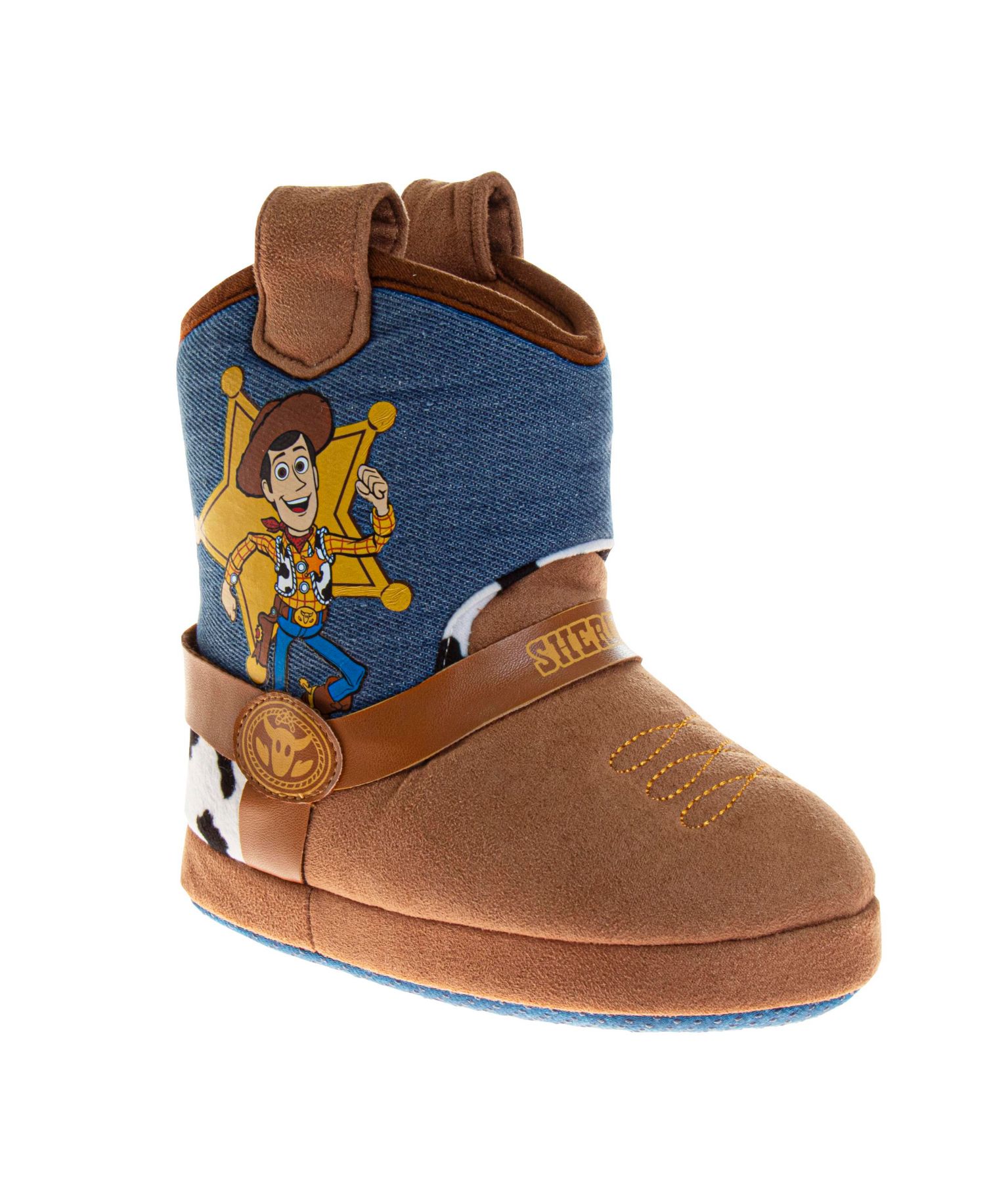 Toy Story Slippers Boys' Dual Sizes Cozy Warm Soft Plush Indoor Wear Woody & Buzz (Toddler Sizes 5-10 / Little Kid Sizes 11-12)
