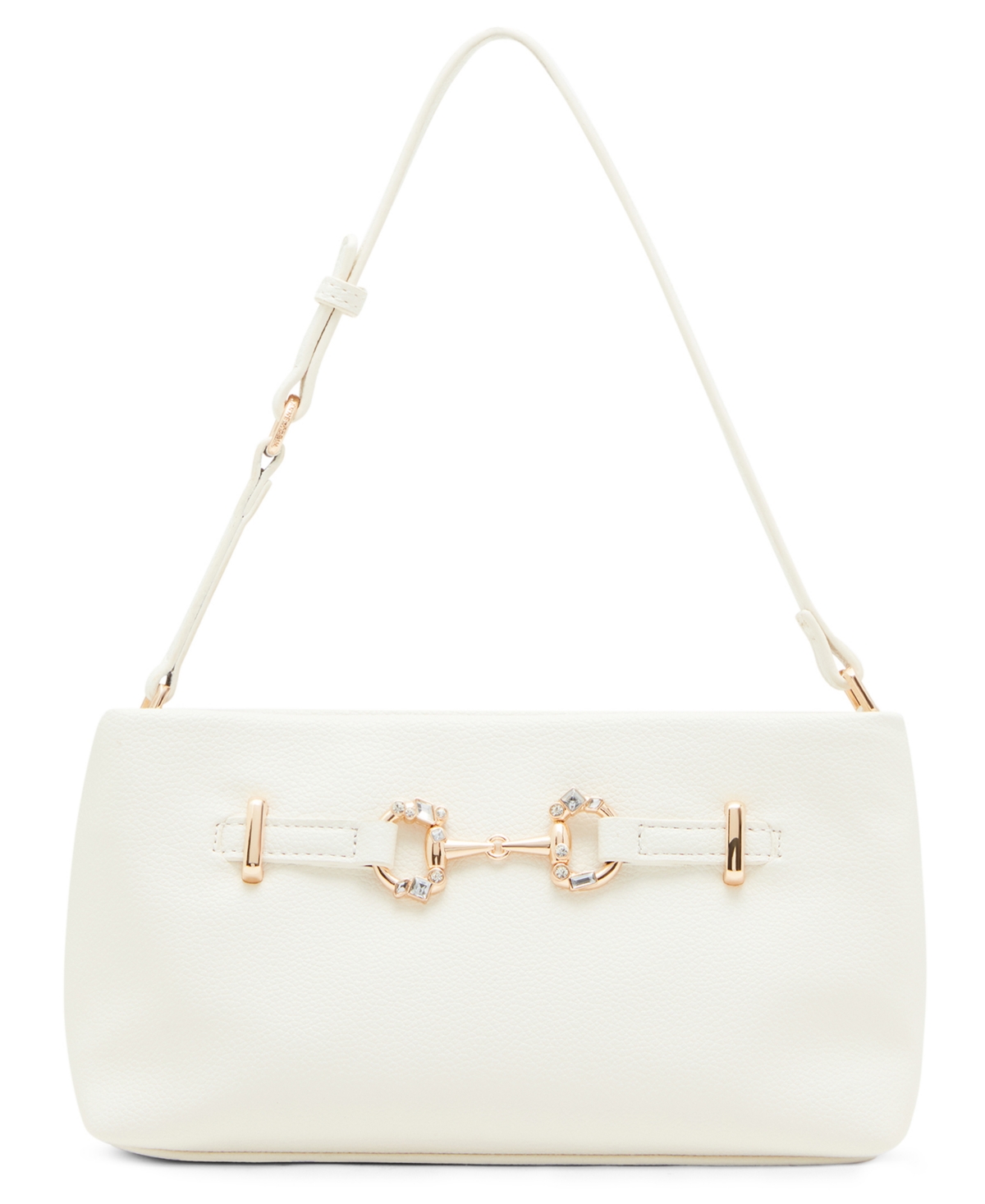 East West Crystal Horsebit Small Shoulder Bag - White