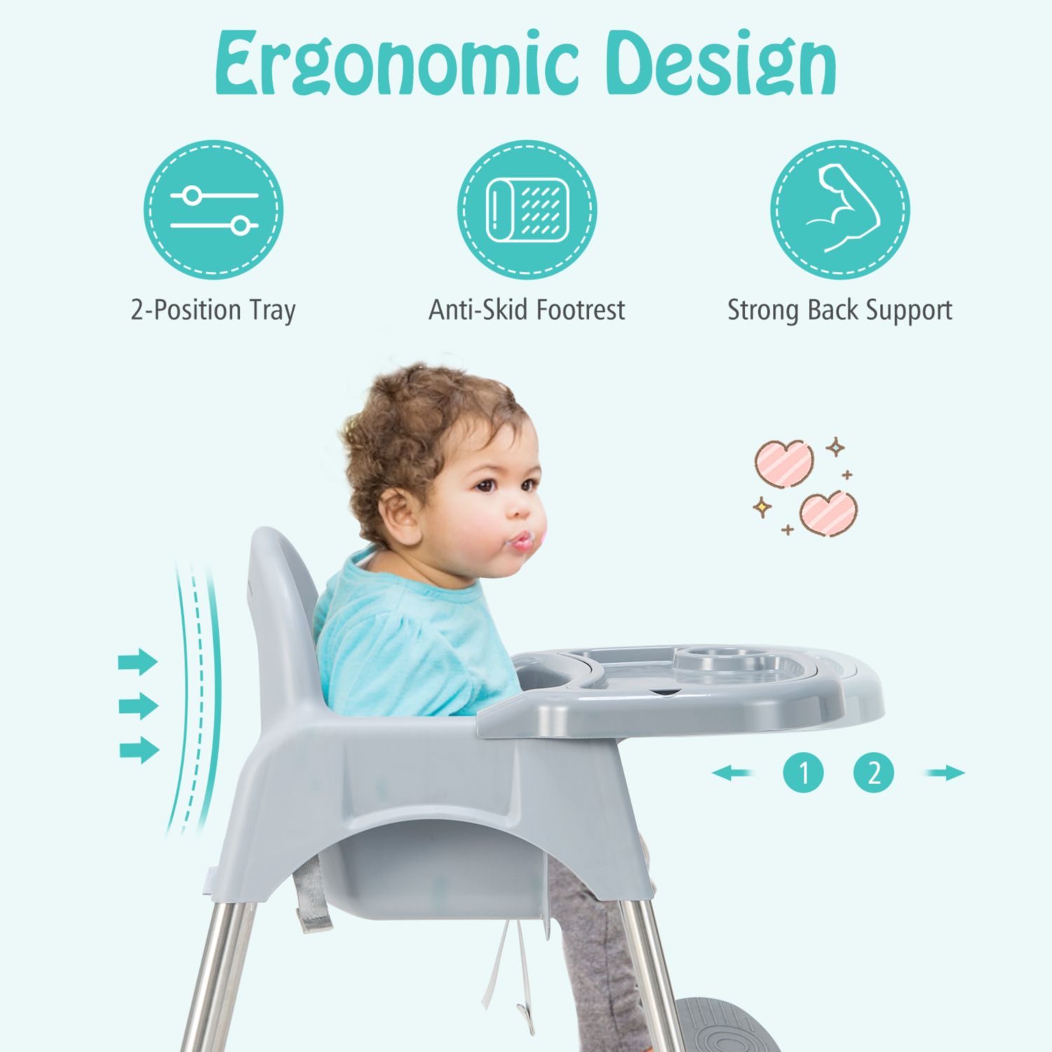 4-in-1 Convertible Baby High Chair with Removable Tray