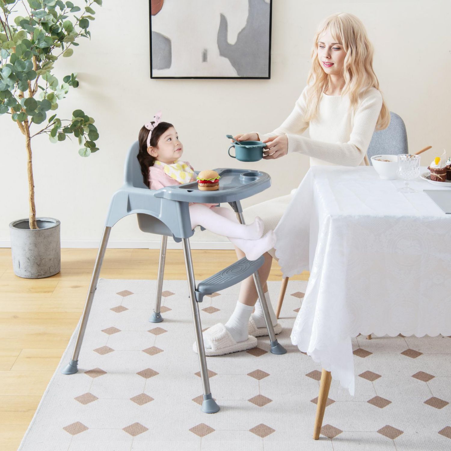4-in-1 Convertible Baby High Chair with Removable Tray