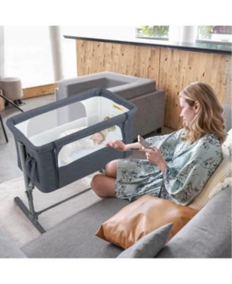 Portable Baby Bedside Bassinet with 5-level Adjustable Heights and Travel Bag