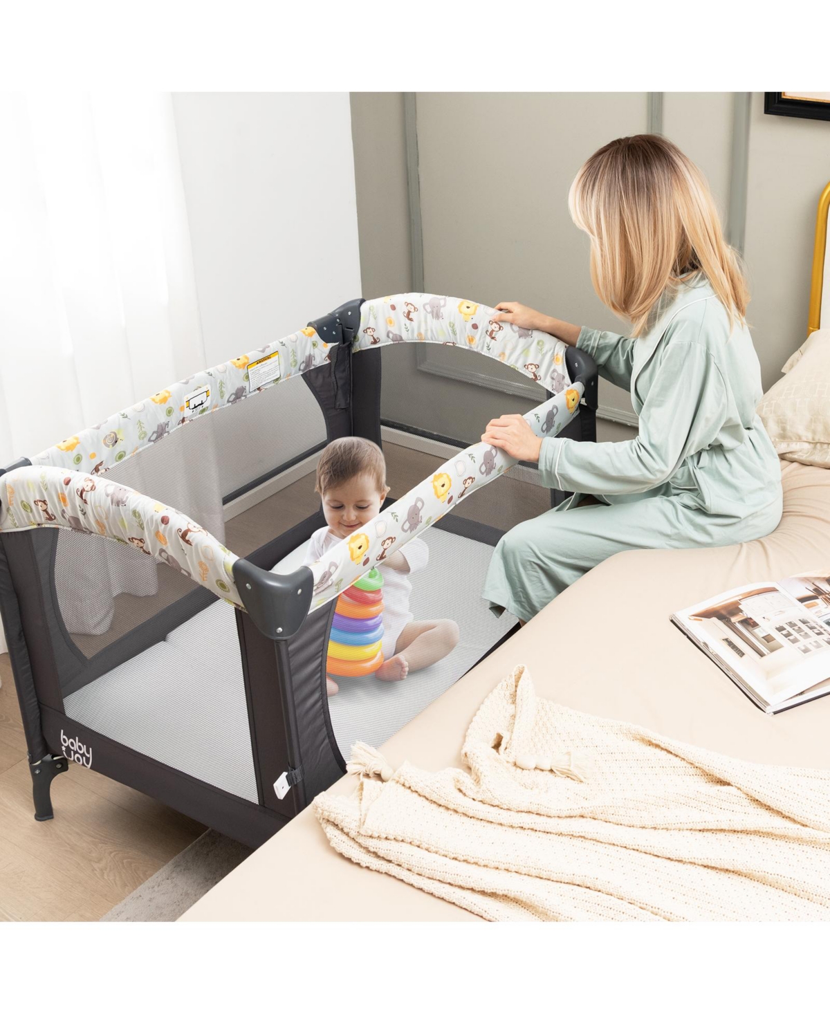 Gouun Portable Tri-fold Pack and Play Mattress Pad with Gel-Infused Memory Foam