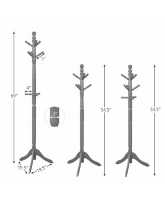 Entryway Height Adjustable Coat Stand with 9 Hooks
