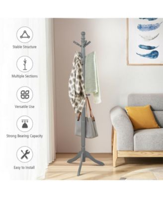 Entryway Height Adjustable Coat Stand with 9 Hooks