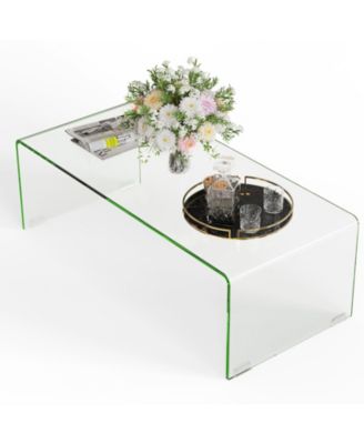 42 x 19.7 Inch Tempered Glass Table with Rounded Edges