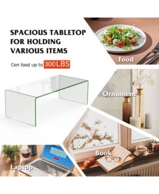 42 x 19.7 Inch Tempered Glass Table with Rounded Edges