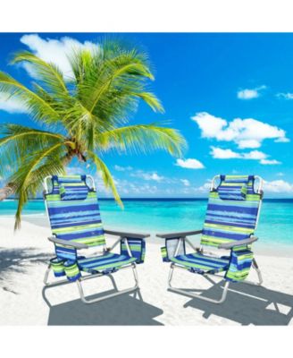 4-Pack 5-Position Outdoor Folding Backpack Beach Reclining Chair with Pillow