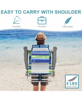 4-Pack 5-Position Outdoor Folding Backpack Beach Reclining Chair with Pillow