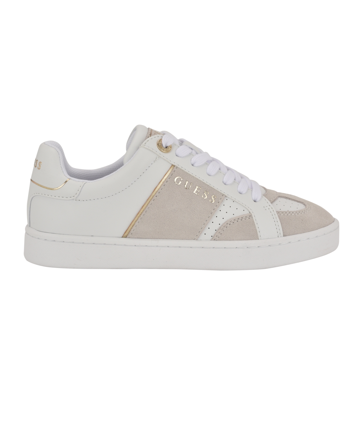 Guess Women's Jrone Lace-up Low Profile Court Sneakers In White,grey