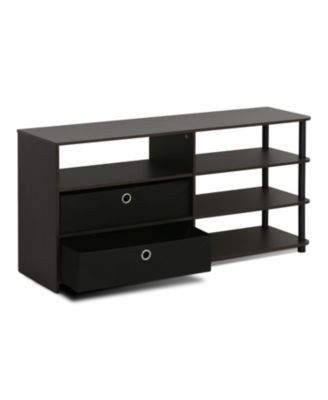 TV Stand Hold up to 50" Media Entertainment Center Bookcase Shelves with 2 Drawers