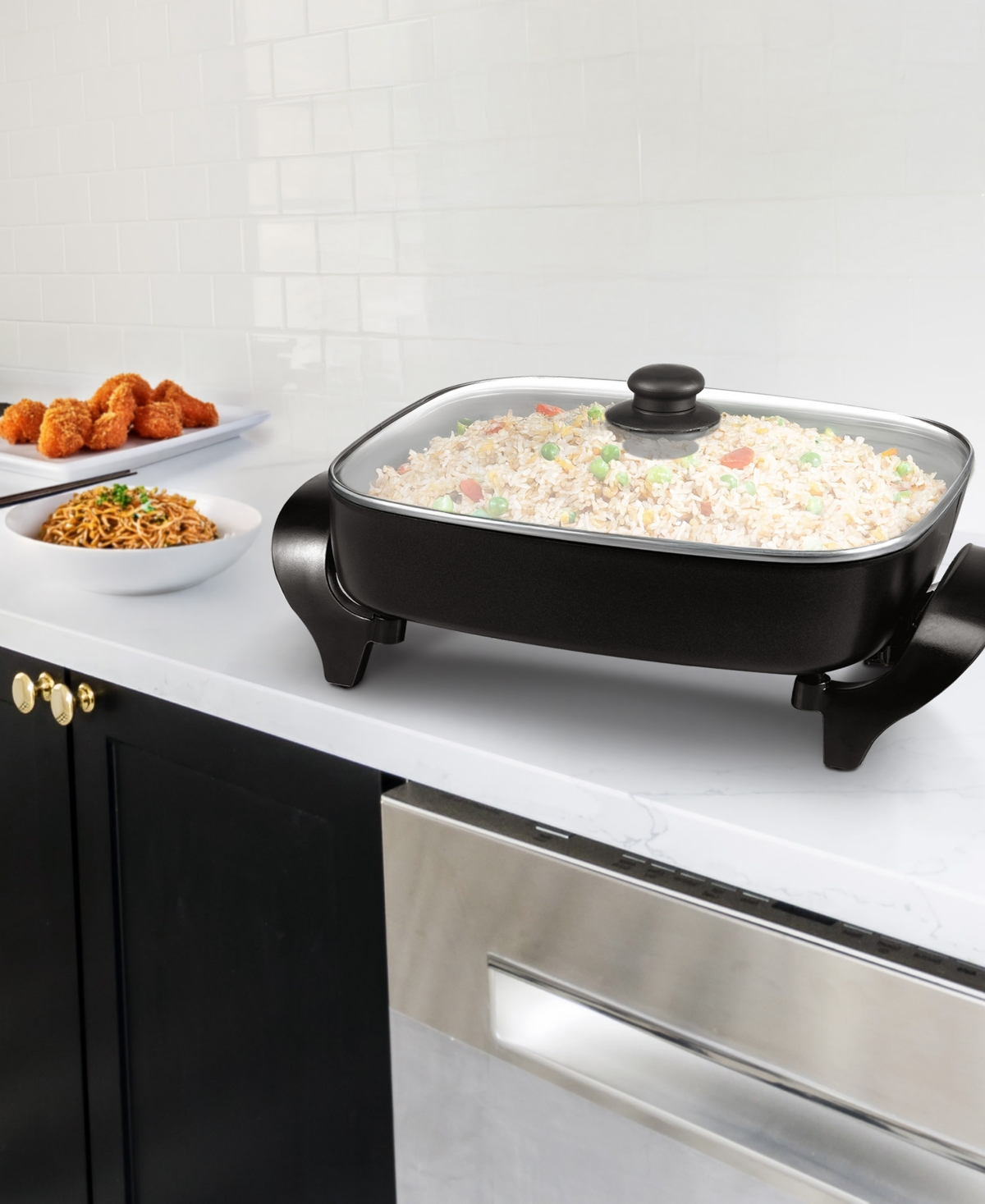 Megachef 14.96" Electric Fry Pan With Non-stick Coating In Black