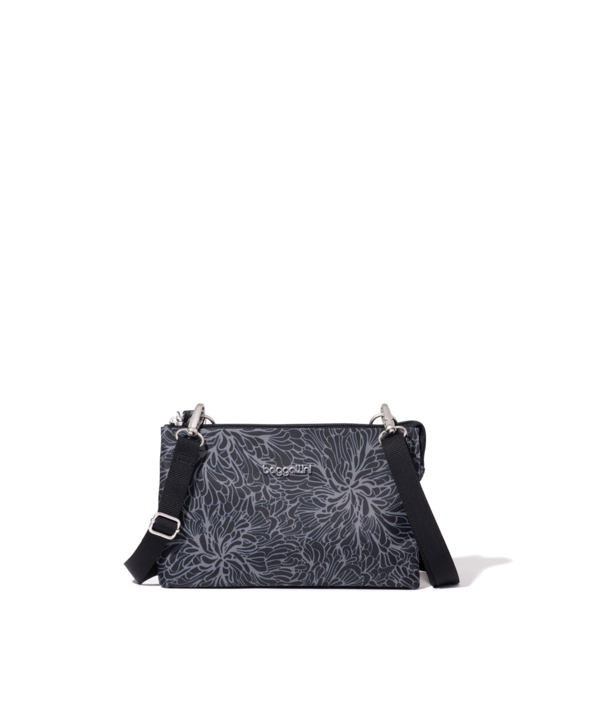 East/West Dual Pocket Convertible Crossbody Bag - Midnight Blossom Print
