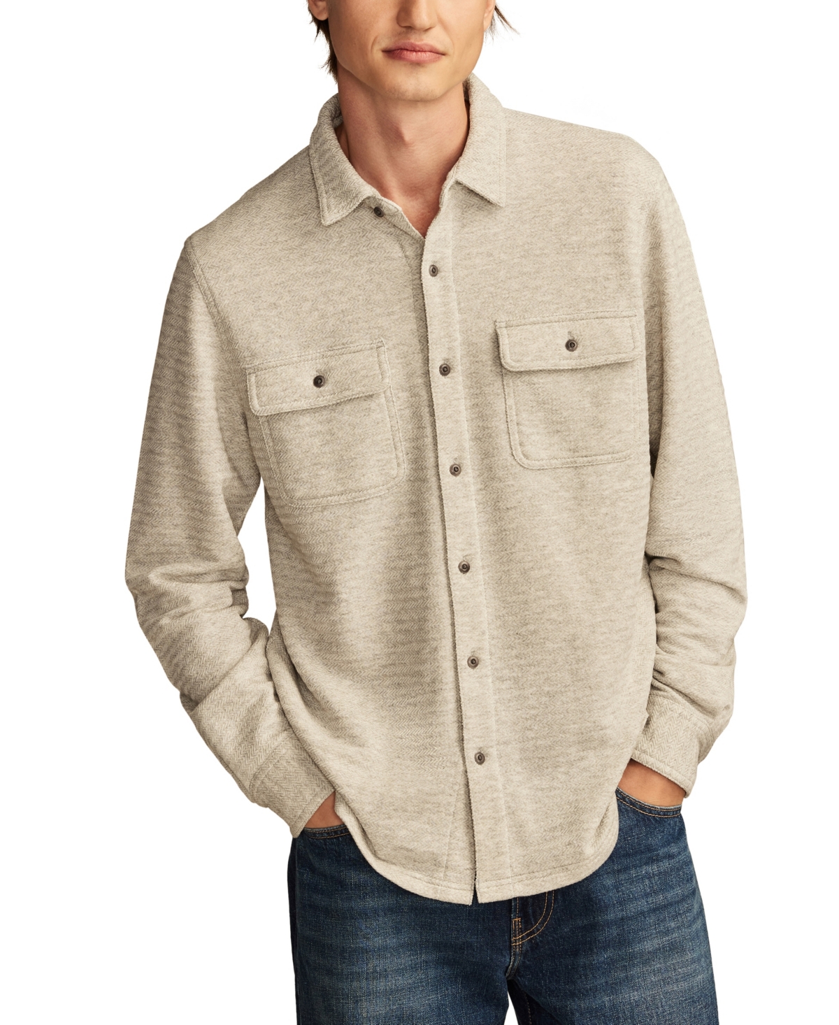 Men's Brushed Long Sleeve Knit Shirt - Heather Grey