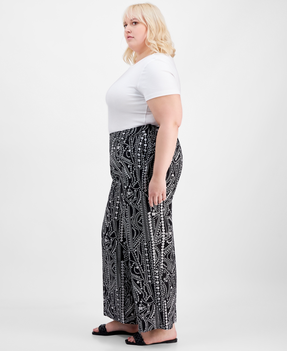 I.n.c. International Concepts Plus Size Floral-Print Wide-Leg Pants, Exclusively at Macy's