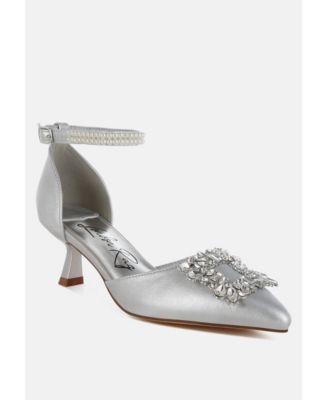 Womens Onkana Diamante Brooch Kitten Heel Sandals