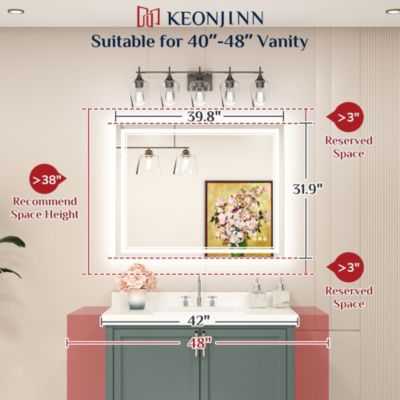 40x32 LED Bathroom Mirror with Frontlit and Backlit