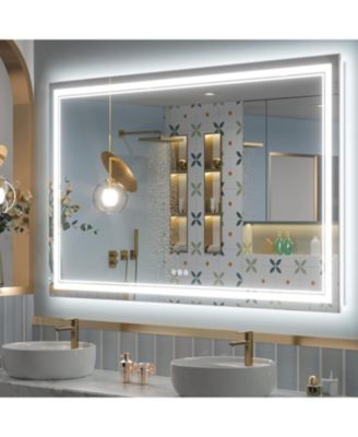 LED Bathroom Mirror with Frontlit and Backlit, Stepless 3 Colors Temperature & Dimmable Light