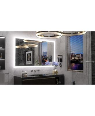 Frontlit & Backlit LED Bathroom Vanity Mirror Wall Mirror with Anti Fog 3 Color Dimmable