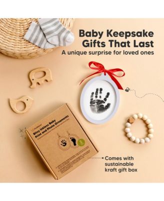 Bitsy Inkless Baby Hand and Footprint Kit, Two-sides Baby Christmas Photo Ornaments, Personalized Baby Keepsake Gifts