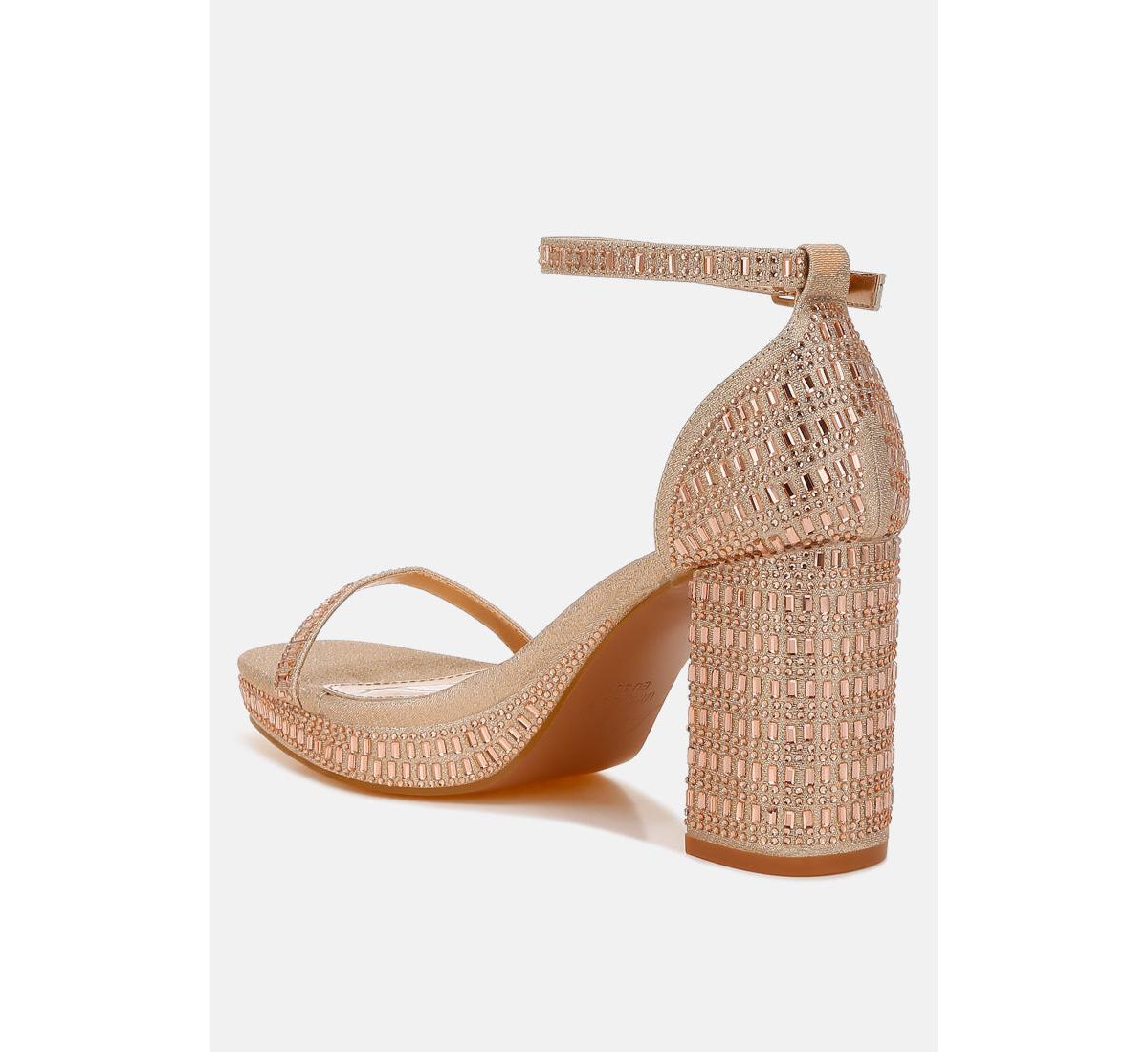 London Rag Ronan Rhinestones Embellished Block Sandals