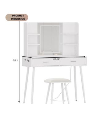 Makeup Vanity Desk, Vanity Mirror with Lights Desk and Chair