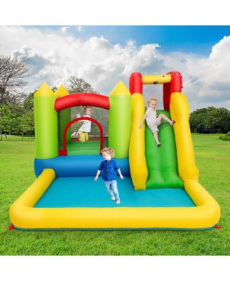 Inflatable Bounce House Water Slide Bouncer Pool w/ Climbing Wall & 550W Blower