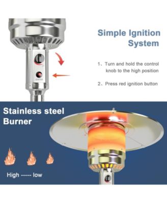 50000 BTU Stainless Steel Propane Patio Heater with Trip over Protection