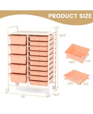 15-Drawer Rolling Storage Cart for Tools, Scrapbook Paper, Office and School Organization