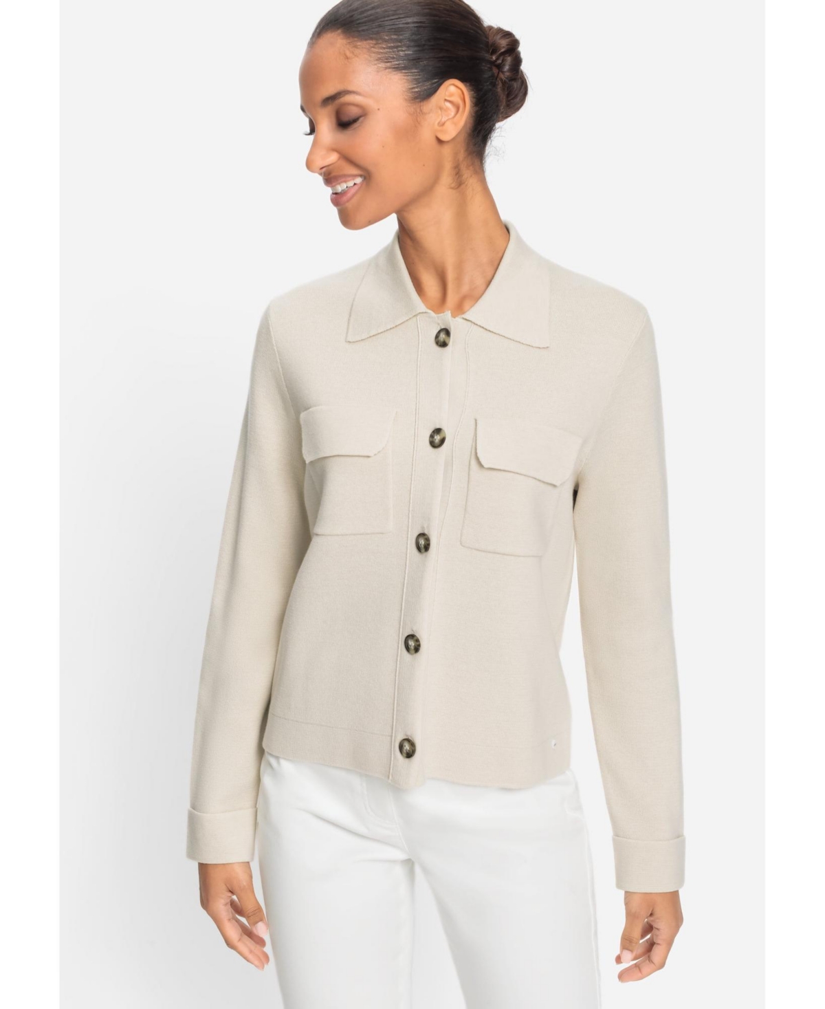 Women's Cropped Sweater Cardigan - Canvas beige