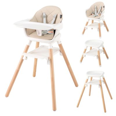 6 in 1 Convertible Highchair with Safety Harness and Removable Tray