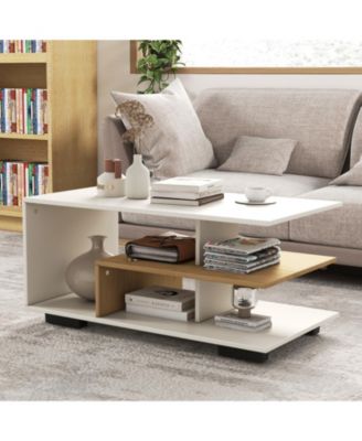 Rectangular Table with L-shaped Middle Shelf