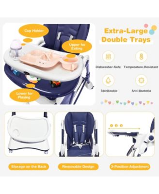 A-Shaped High Chair with 4 Lockable Wheels