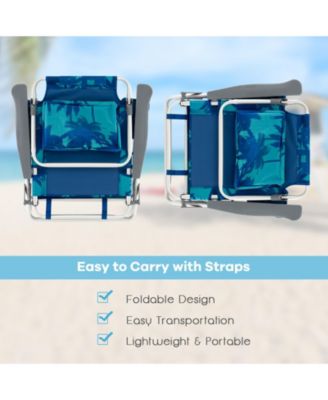 2 Packs 5-Position Outdoor Folding Backpack Beach Table Chair Reclining Chair Set