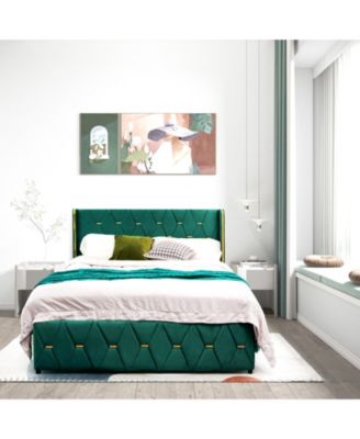 Full Size Upholstered Platform Bed Frame with Adjustable Headboard-Full Size