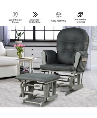 Glider and Ottoman Cushion Set Wood Baby Nursery Rocking Chair