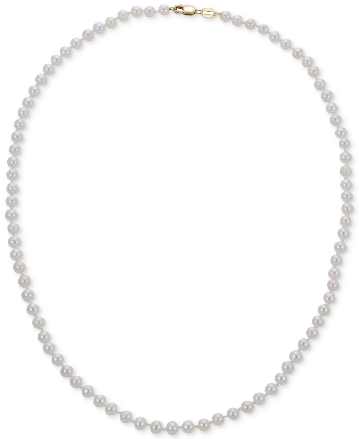 Macy's Cultured Freshwater Pearl (4-4-1/2mm) Strand Necklace 18" In 10k Yellow Gold In White