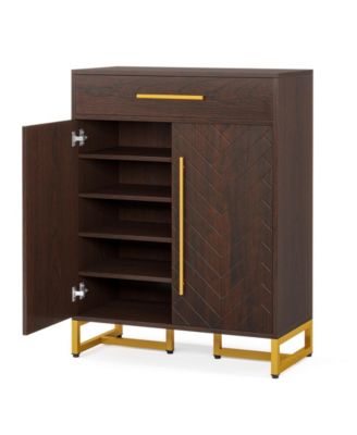 Shoe Cabinet with Doors, 20 Pairs Shoe Storage Cabinet with Drawer for Entryway, Modern Shoe Rack Organizer with Adjustable Shelves