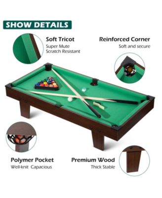 36" Mini Tabletop Pool Table, Compact Billiards Game Set w/Accessories for Family Parties & Game Rooms