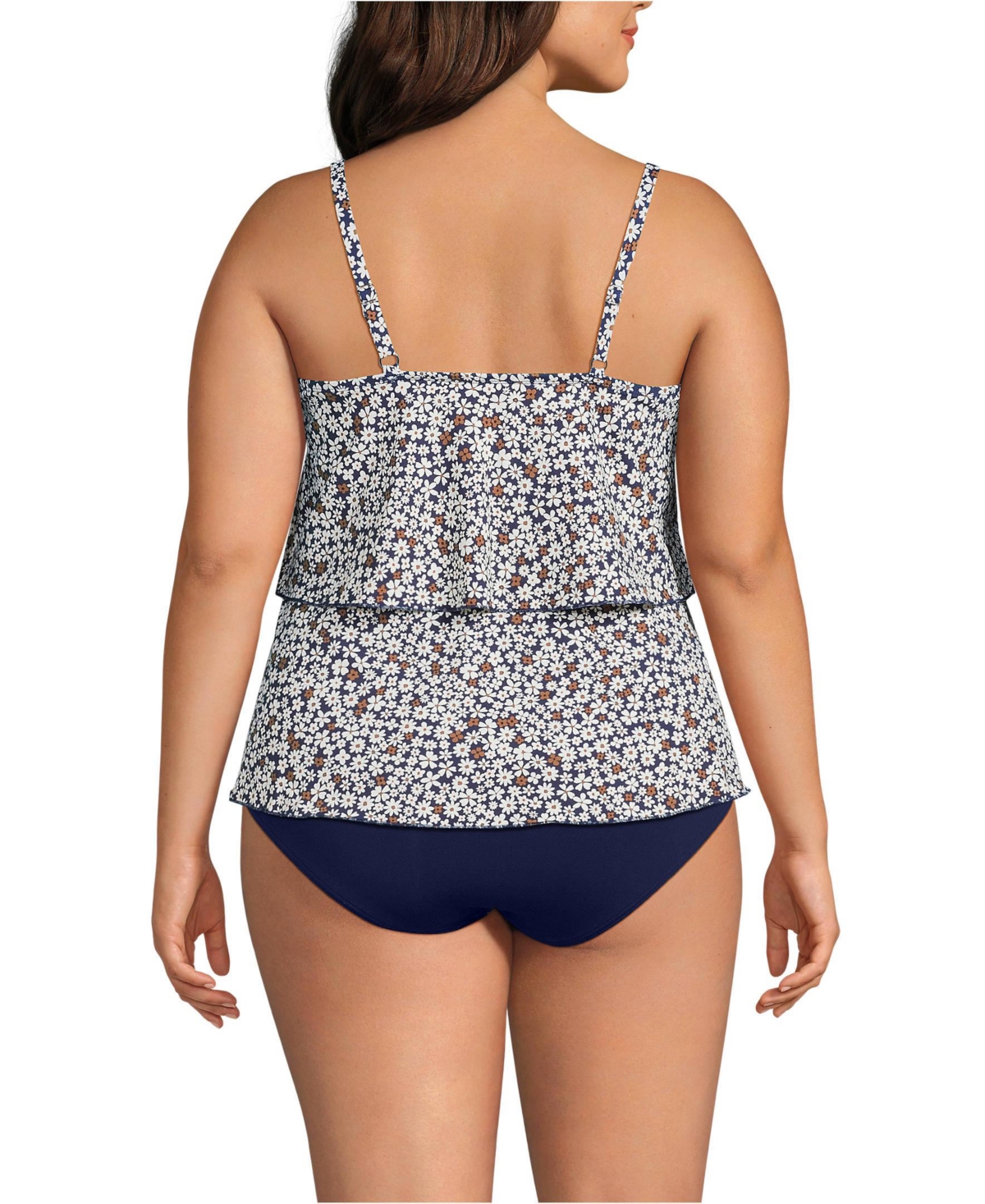 Lands' End Plus Size Scoop Neck Tiered Tankini Swimsuit Top