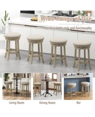 26 Inches Swivel Bar Stools Set of 2 wth Wooden Frame-26.5 inches